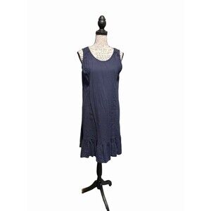 Terzo Millennto  Women’s Summer Dress Linen  Navy Size Medium Travel Vacation